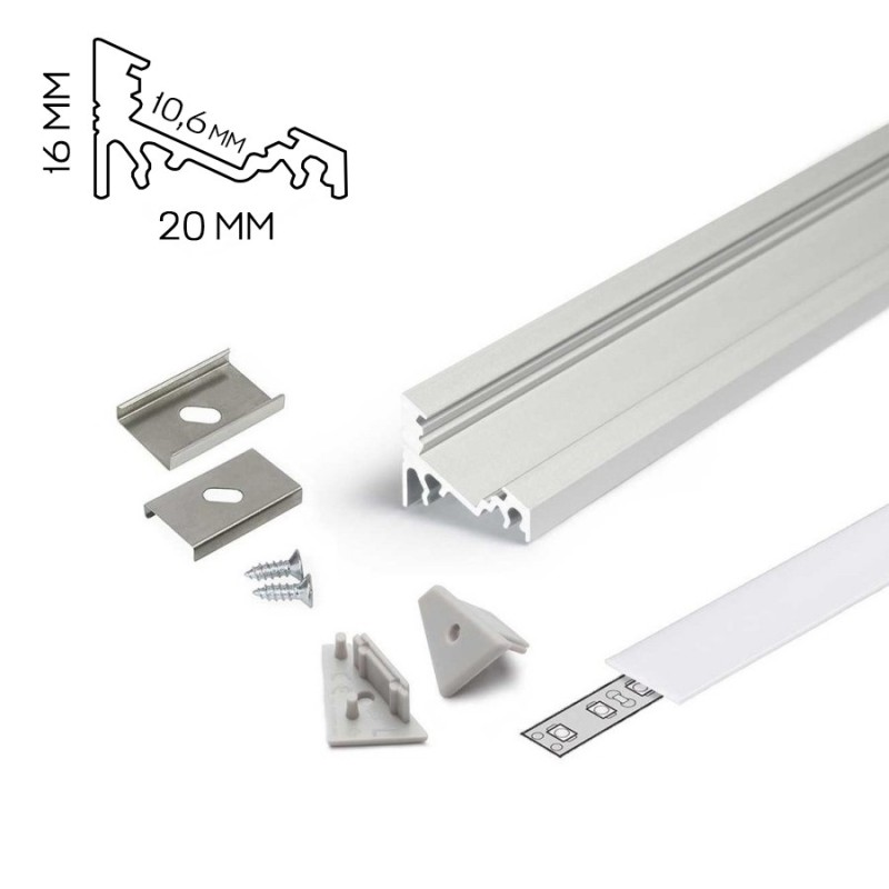 Profilo in Alluminio Angolare CORNER10 per Striscia Led 