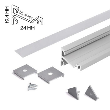 CORNER14 Angular Aluminum Profile for Led Strip - Anodized 2mt - Complete Kit