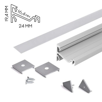 Profilo in Alluminio Angolare CORNER14 per Striscia Led - Anodizzato 2mt - Kit Completo