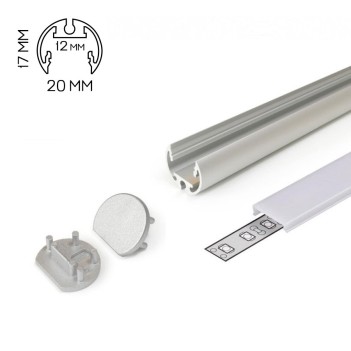 Exhibition Aluminum Profile PEN12 for Led Strip - Anodized 2mt - Basic Kit