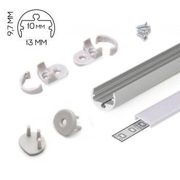 Profilo in Alluminio da Esposizione PEN8 per Striscia Led - Anodizzato 2mt - Kit Base