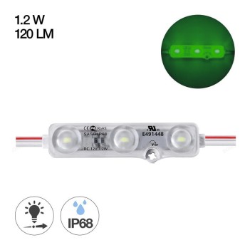1.2W 12V Green Light LED Module with 3 SMD5630 6715 160D IP68 LEDs for