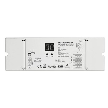 Controller Dimmer DALI2 DT8 per Strip Led Multicolore 5CH DC12-36V 5x5A DALI e PUSH Dimming - Serie SR-2309PRO-5C