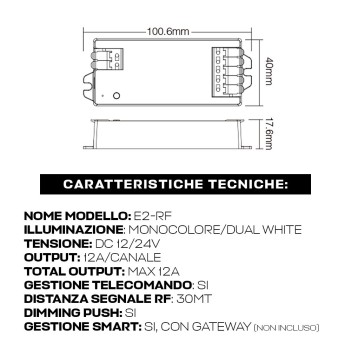 MiBoxer Mi Light E2-RF+ Ricevitore RF per Strip Led