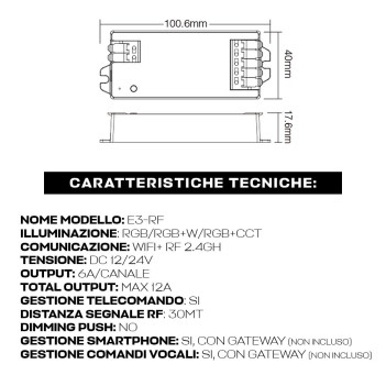 MiBoxer Mi Light E3-RF Ricevitore RF per Strip Led