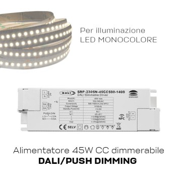 Alimentatore 45W CC 500-1400mA DALI2 Collegamento NFC DALI