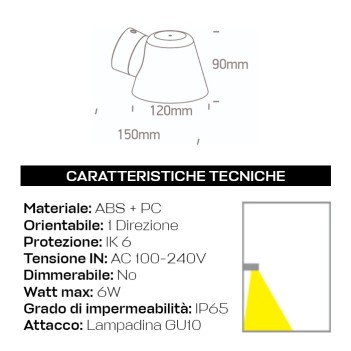 Applique da muro con attacco GU10 serie Garden 220V IP65 -