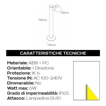 Garden Series 75cm GU10 Garden Spike 220V IP65 - Anthracite en