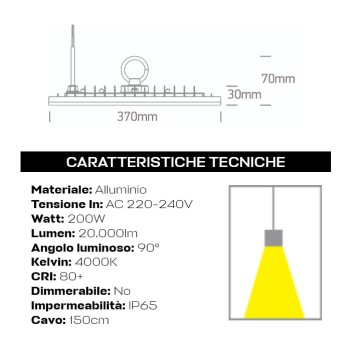 Campana UFO 200W 20000lm 4000K 90° IP65 - High Bay su