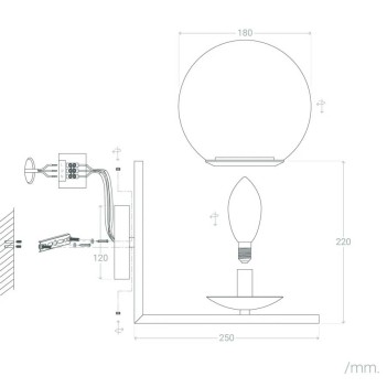 Applique da muro con attacco E14 Serie Moon - Paralume opaco