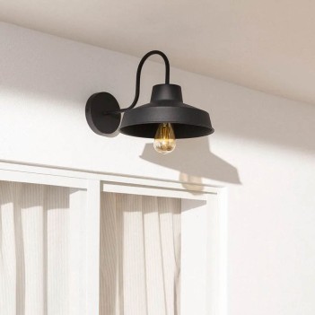 Wall-mounted sconce with E27 socket, Peony series - Black, IP23.