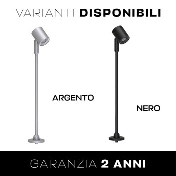 Minispot a stelo 2.2W 12V CRI90+ 50MM orientabile con asta regolabile per vetrine e teche - Nero