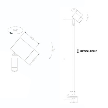 Adjustable 2.2W 12V CRI90+ 50MM Stem Minispot for Shop Windows and Display Cases - Silver