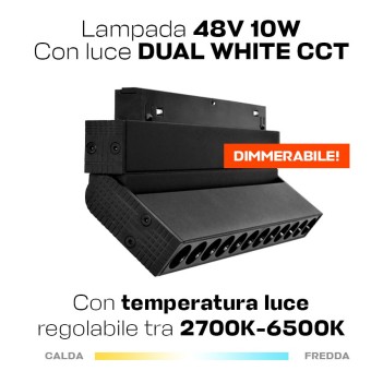 Lampada Led Grille Orientabile 10W 800lm Dual White CCT D24 224mm ZigBee + RF Smart Nero per Binario 48V MiBoxer - Serie MG2-10F