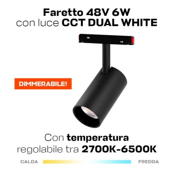 Faretto Led Spot Light 6W 520lm DualWhite CCT D30 ZigBee + RF Smart Nero per Binario 48V MiBoxer - Modello MS2-06B-ZR