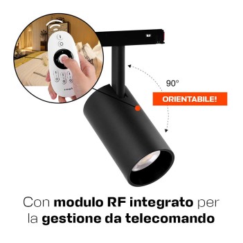 Faretto Led Spot Light 12W 1100lm DualWhite CCT D60 ZigBee + RF Smart Nero per Binario 48V MiBoxer - Modello MS2-12B-ZR