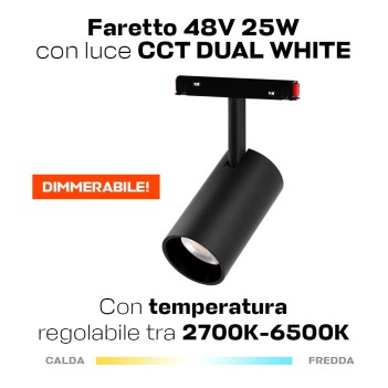 Faretto Led 25W 2000lm DualWhite CCT D36 ZigBee + RF Smart Nero per Binario 48V MiBoxer - Modello MS2-25B-ZR