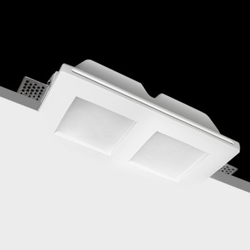 Double recessed ceiling plaster spotlight rectangular satin K1425/2 - With GU10 socket