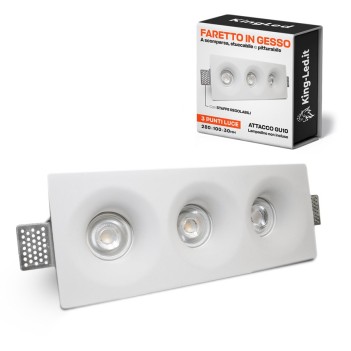 KING LED | Portafaretto in gesso conico con 3 punti luce attacco GU10