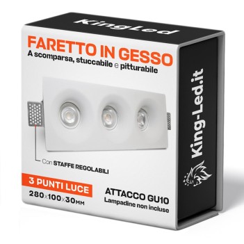 KING LED | Portafaretto in gesso conico con 3 punti luce attacco GU10