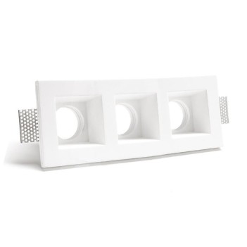 Triple Recessed Gypsum Ceiling Lamp Holder Rectangular K0628/3 - With GU10