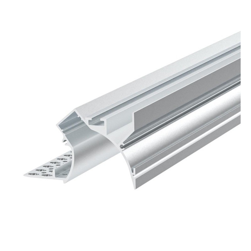 Aluminium Plasterboard Profile 7447 for Led Strip - Anodised 2mt - Complete Kit