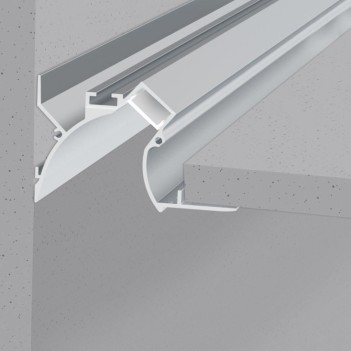 Aluminium Plasterboard Profile 7447 for Led Strip - Anodised 2mt - Complete Kit