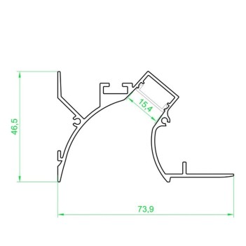 Aluminium Plasterboard Profile 7447 for Led Strip - Anodised 2mt - Complete Kit