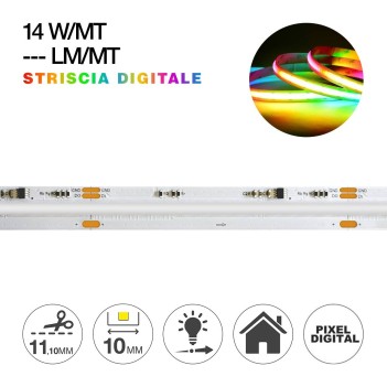 Strip Led 5m Digital COB RGB M1615 70W DC 5V IP20 PCB 10mm 900 Leds