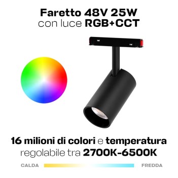 Faretto Led Spot Light 25W 1800lm RGB+CCT D36 ZigBee + RF Smart Nero per Binario 48V MiBoxer - Serie MS5-25B-ZR