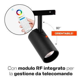 Faretto Led Spot Light 25W 1800lm RGB+CCT D36 ZigBee + RF Smart Nero per Binario 48V MiBoxer - Serie MS5-25B-ZR