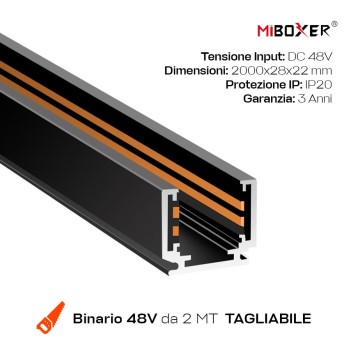 48V MiBoxer Mini Surface or Suspension Rail - Black 2 m