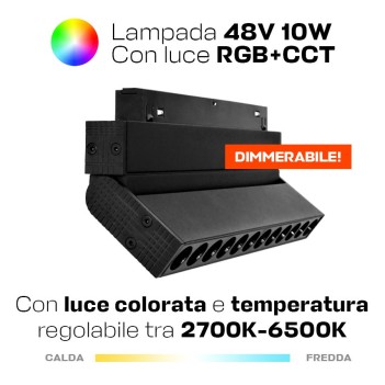 MI-Light Lampada per binario 48V 6W RGB+CCT Dual White RF+ZIGBEE 3.0 MG5-06F-ZL