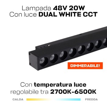 Lampada Led Grille 10W 800lm Dual White D24 221mm ZigBee + RF Smart Nero per Binario 48V MiBoxer - Serie MG2-10N-ZL