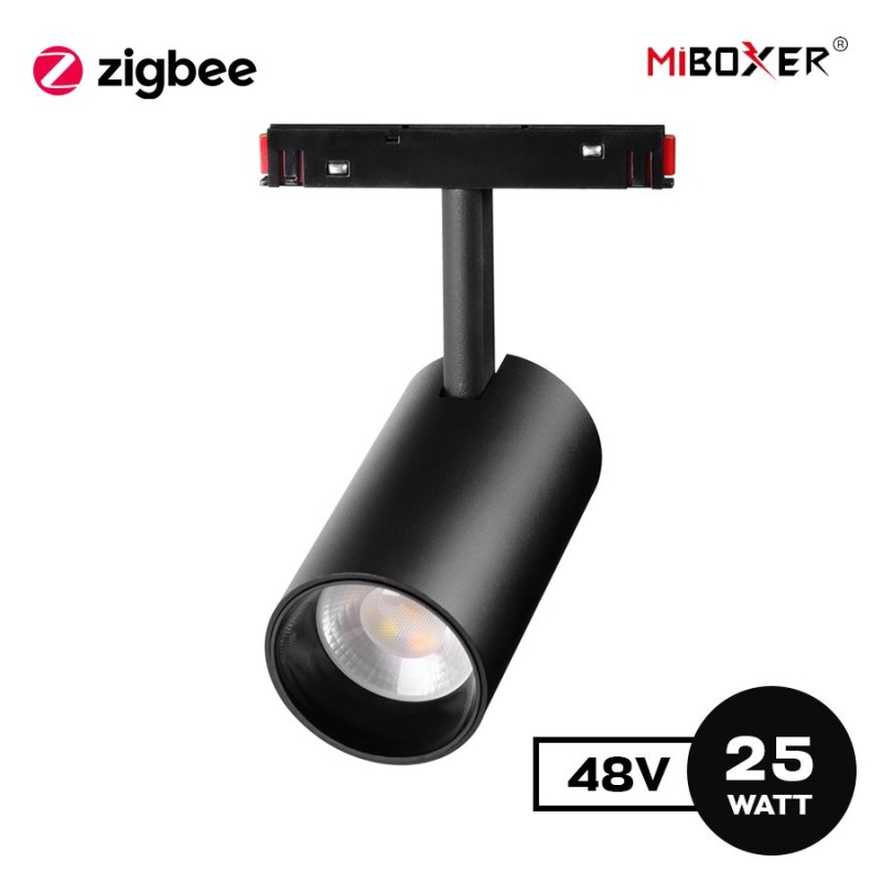 Faretto Led Spot Light 25W 1800lm RGB+CCT D36 ZigBee + RF Smart Nero per Binario 48V MiBoxer - Serie MS5-25B-ZR