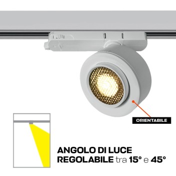 Three-Phase Led Track Light Fixture ZOOMABLE SERIES 18W 1800lm CRI90 Angle Adjustable Light 15D-45D Colour White