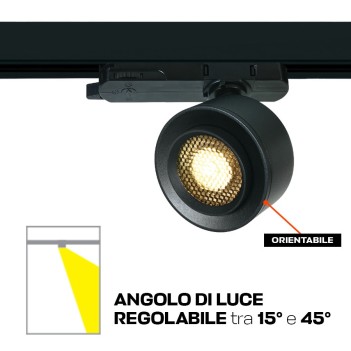 Three-Phase Led Track Light Fixture ZOOMABLE SERIES 18W 1800lm CRI90 Angle Adjustable Light 15D-45D Colour Black