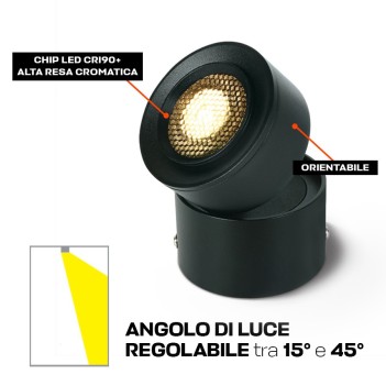 Ceiling Spotlight 15W 1500lm Adjustable Light Angle 15D-45D ZOOMABLE SERIES Colour Black