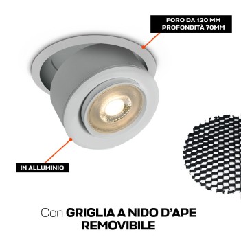 Faretto da Incasso SERIE ZOOMABLE 28W 2800lm Angolo Luce Regolabile 15D-45D con Foro 120mm Colore Bianco