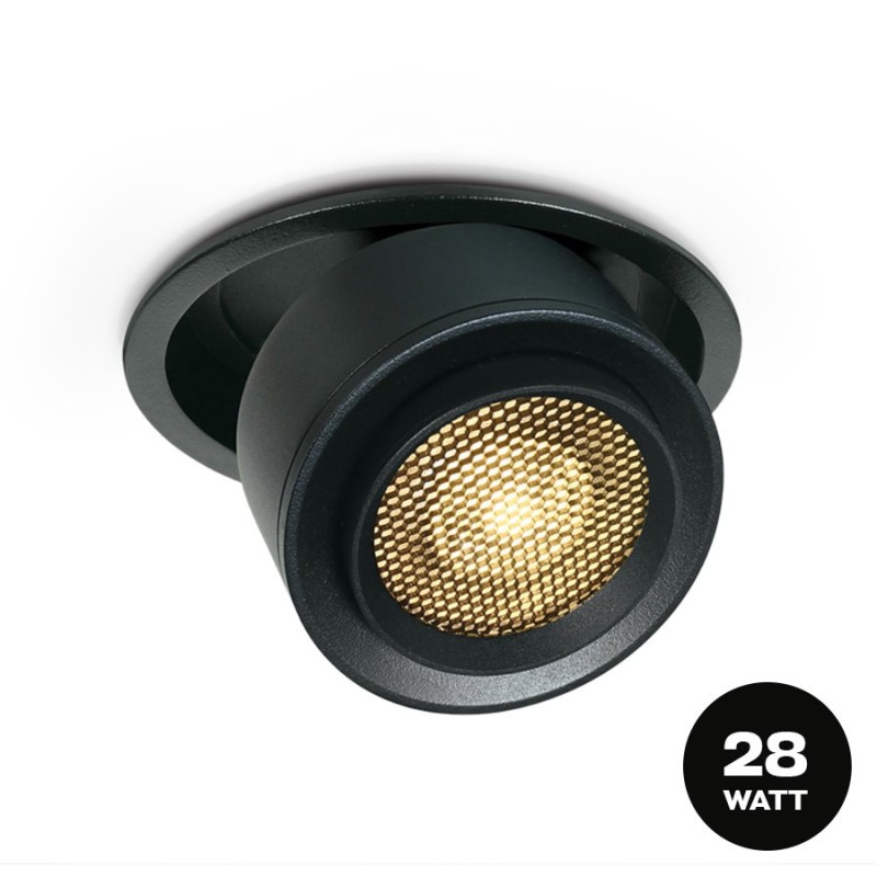 Faretto da Incasso SERIE ZOOMABLE 28W 2800lm Angolo Luce Regolabile 15D-45D con Foro 120mm Colore Nero