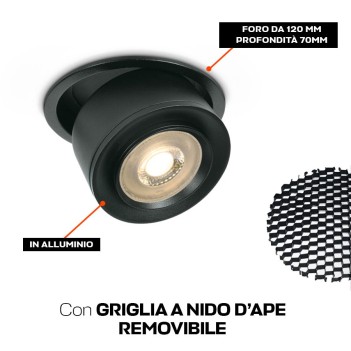 ZOOMABLE SERIES 28W 2800lm Recessed Spotlight Adjustable Light Angle 15D-45D with 120mm Hole Colour Black