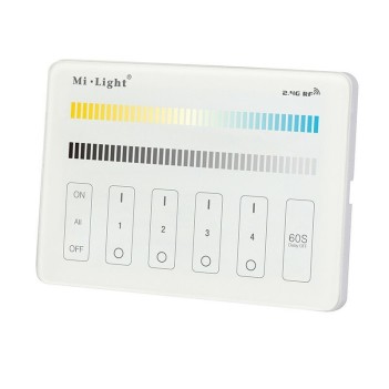 MiBoxer Mi-Light Telecomando da Muro RF CCT 4 Zone Full Touch M2