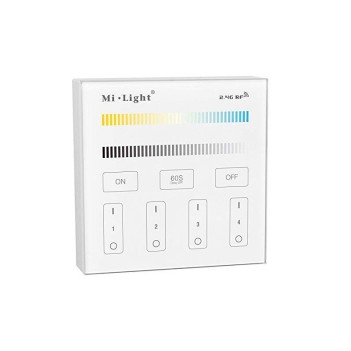 MiBoxer Mi-Light Telecomando da Muro RF Dual White CCT Dimmer 4 Zone Full Touch B2