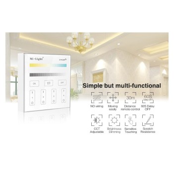 MiBoxer Mi-Light Wall Remote Control RF Dual White CCT Dimmer 4 Zone Full Touch B2