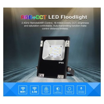 MiBoxer Mi-Light Proiettore Faro Led 10W IP65 RGB+CCT RF 2.4GHz FUTT05
