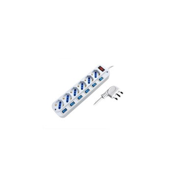 Power Strip 6 Places Bypass Schuko 16A Plug with Multiple Switches - Cable 1,5m