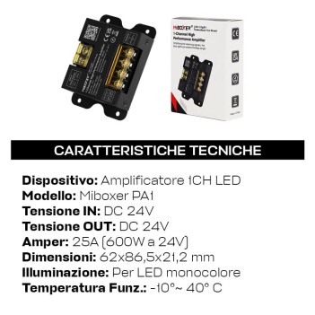 MiBoxer Mi-Light - Amplificatore 1CH 24V 25A PA1 - Amplificatore di Segnale e di Tensione