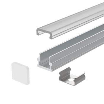 Profilo in Alluminio 0807 Mini per Striscia Led - Anodizzato 2mt - Kit Completo