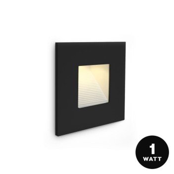 LED recessed wall light 1W 3000K 220V IP44 Black colour - DARK LIGHT W