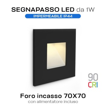 LED recessed wall light 1W 3000K 220V IP44 Black colour - DARK LIGHT W